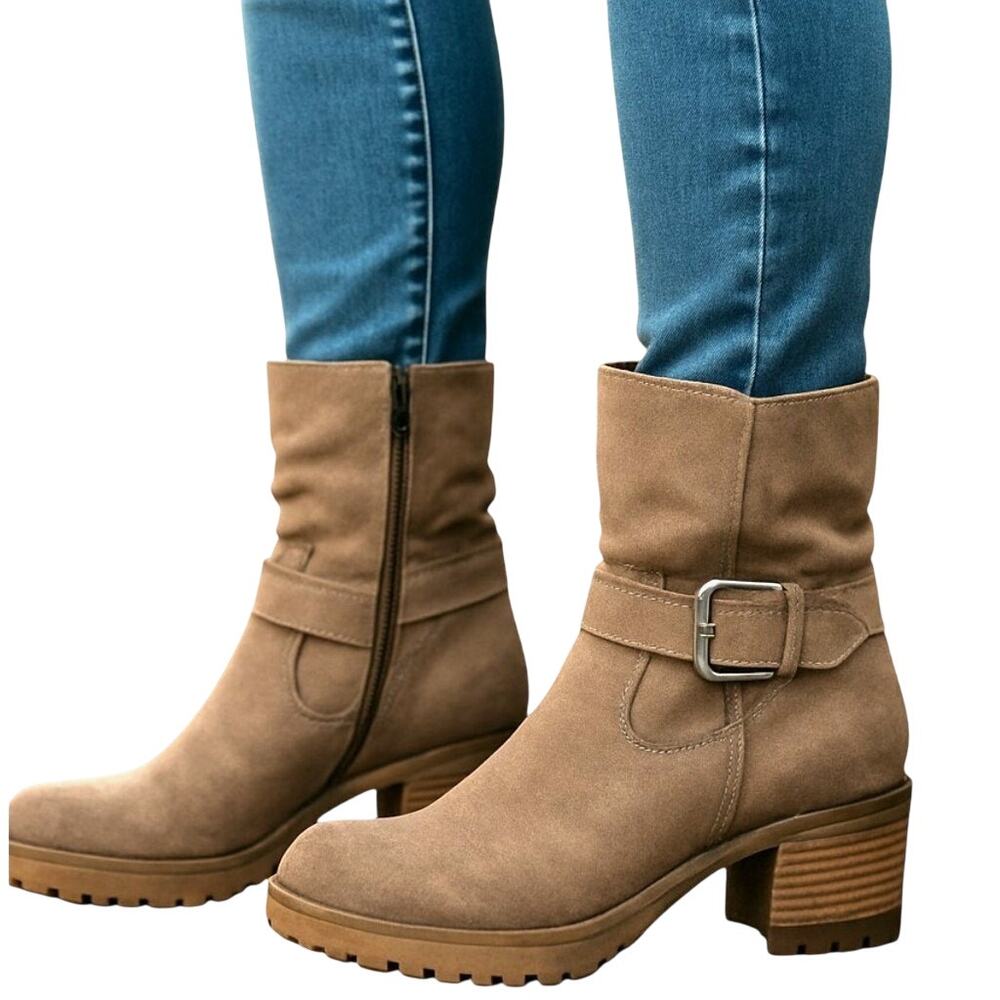 Arizona Jean Company 7 Brown Women's Ankle Boots 1 1/2 Inch High Heel Shoe
